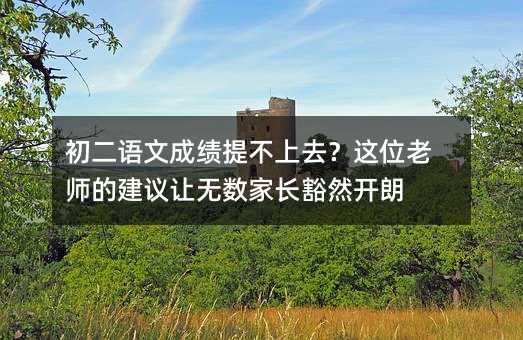 初二语文成绩提不上去?这位老师的建议让无数家长豁然开朗
